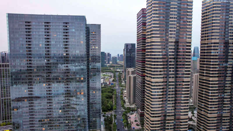 浙江杭州城市风光航拍摄影图 