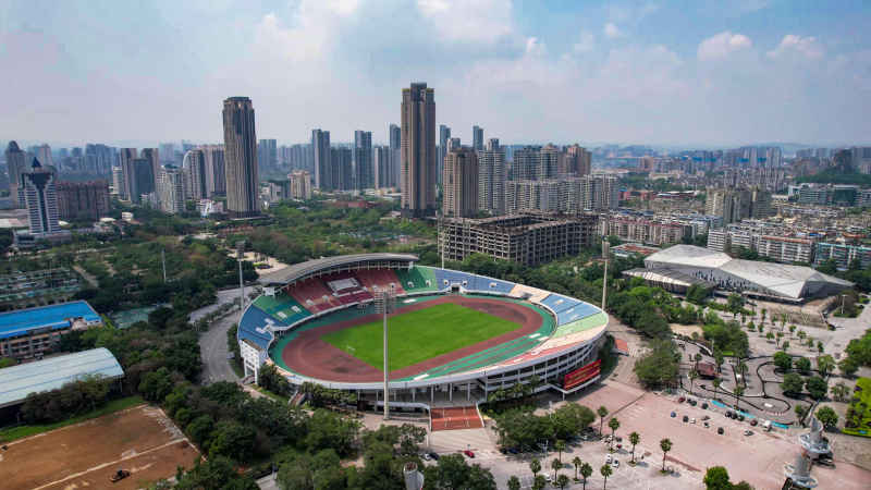 广西柳州体育中心航拍  