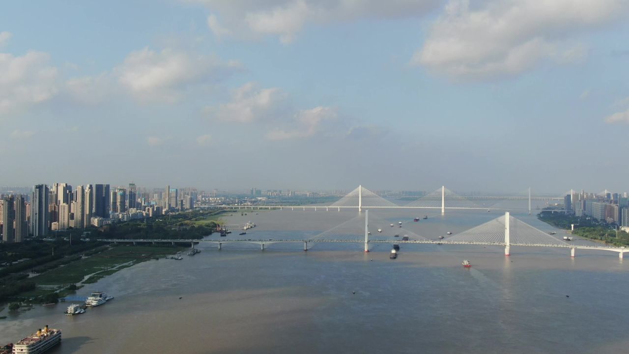 湖北武汉长江风光航拍