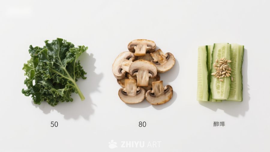 蔬菜与菌类食材展示
