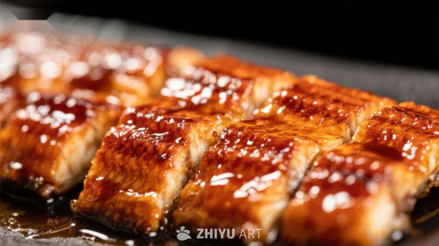 烤鳗鱼切片，酱汁浓郁