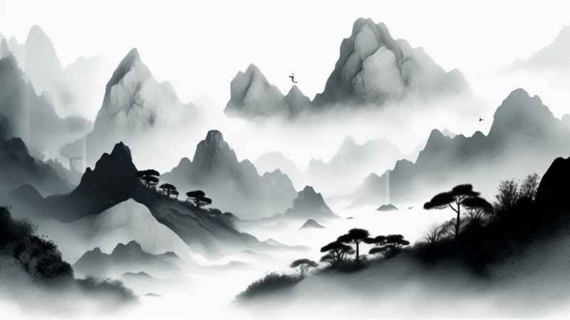 国潮山水插画风景图 49