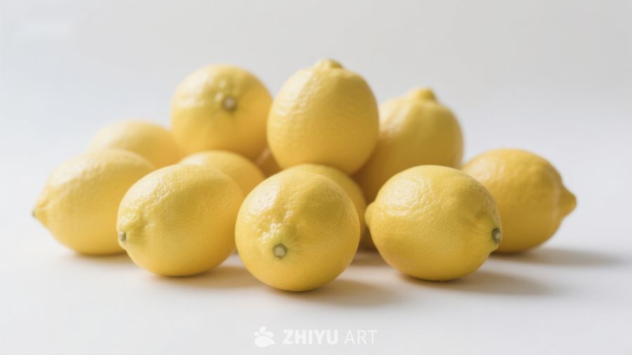 新鲜柠檬堆叠在白色背景上 772