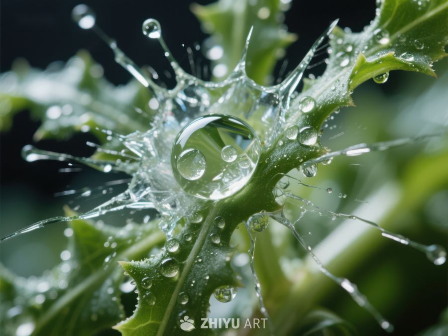 水滴在绿叶上的瞬间 1394