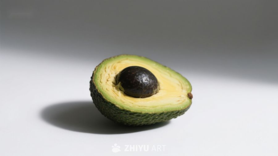 切开的牛油果展示其果核 371