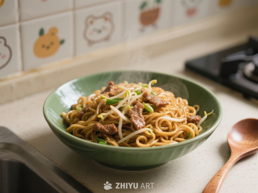 热腾腾的牛肉炒面 830