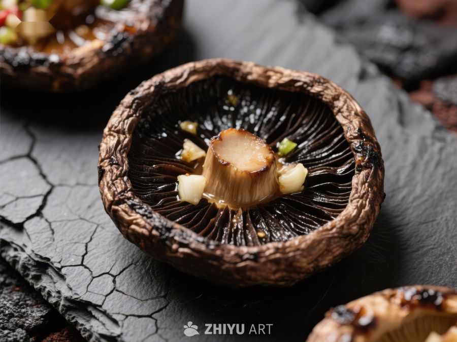 烤蘑菇配蒜蓉装饰 580