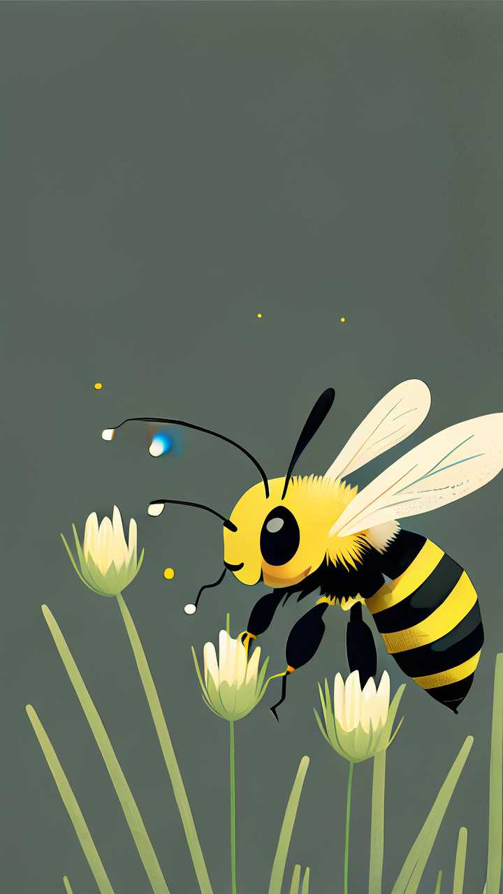 蜜蜂花草插画