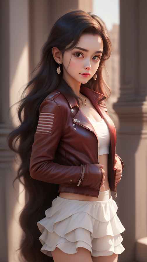 红色皮衣大美女