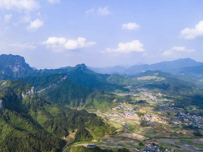 山川丘陵美丽向乡村农业种植航拍摄影图