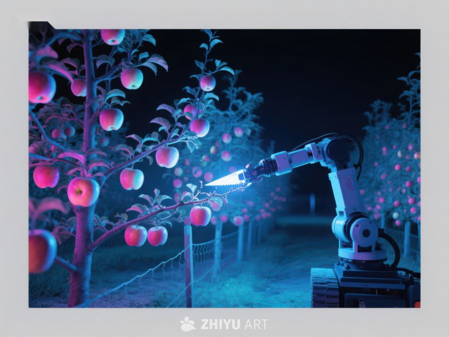 智能机械臂在果园中进行夜间作业 792