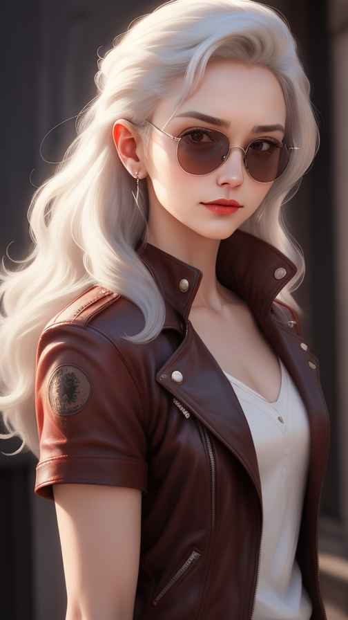 红色皮衣美女