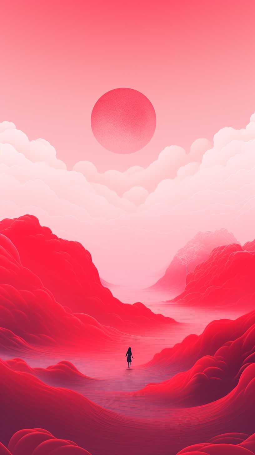 红色背景艺术图