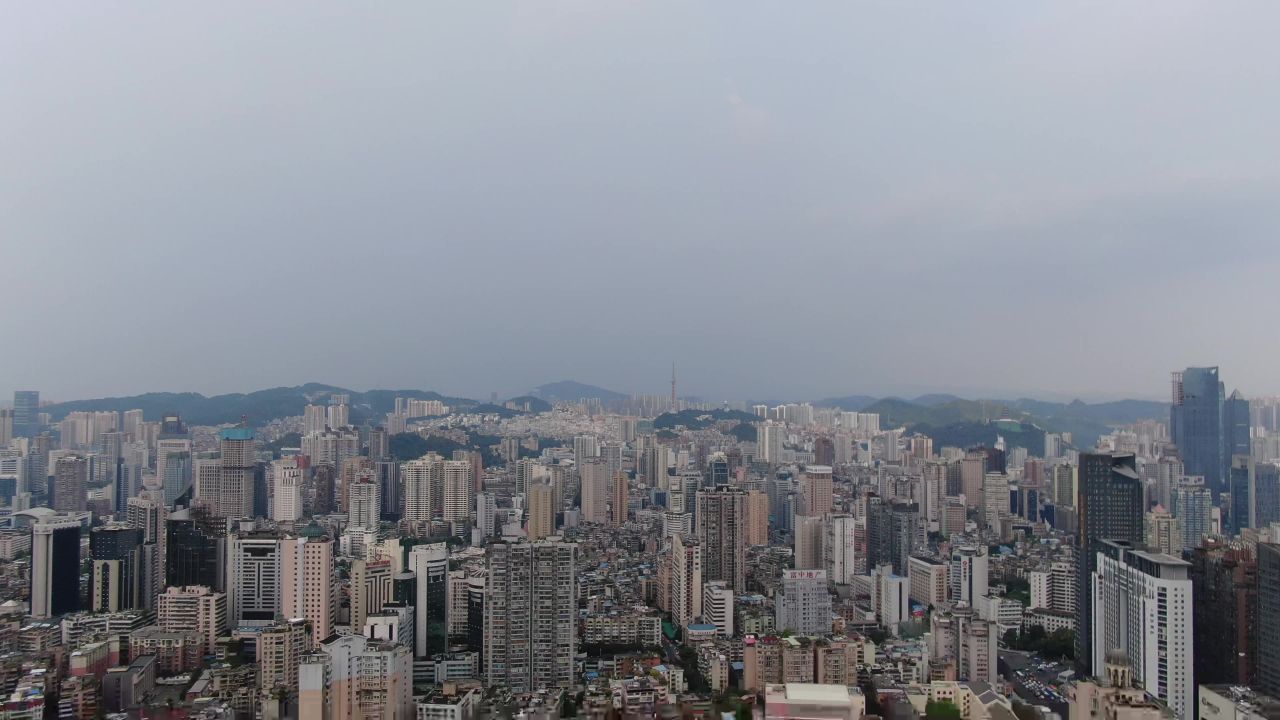 贵州贵阳城市老城区建设航拍