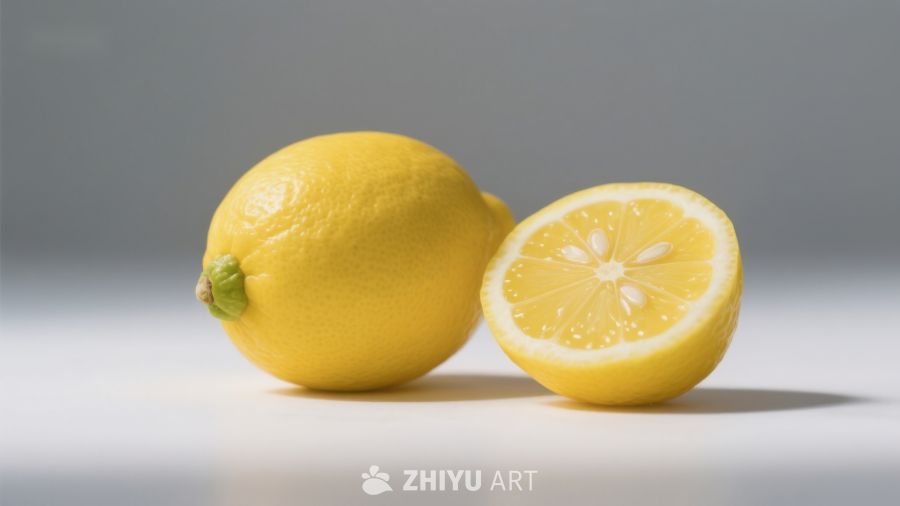 新鲜柠檬：整体与切片