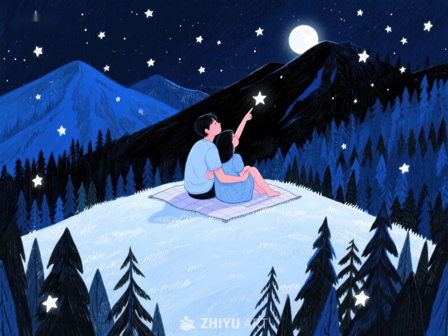 夜空下山巅的温馨时刻 1054