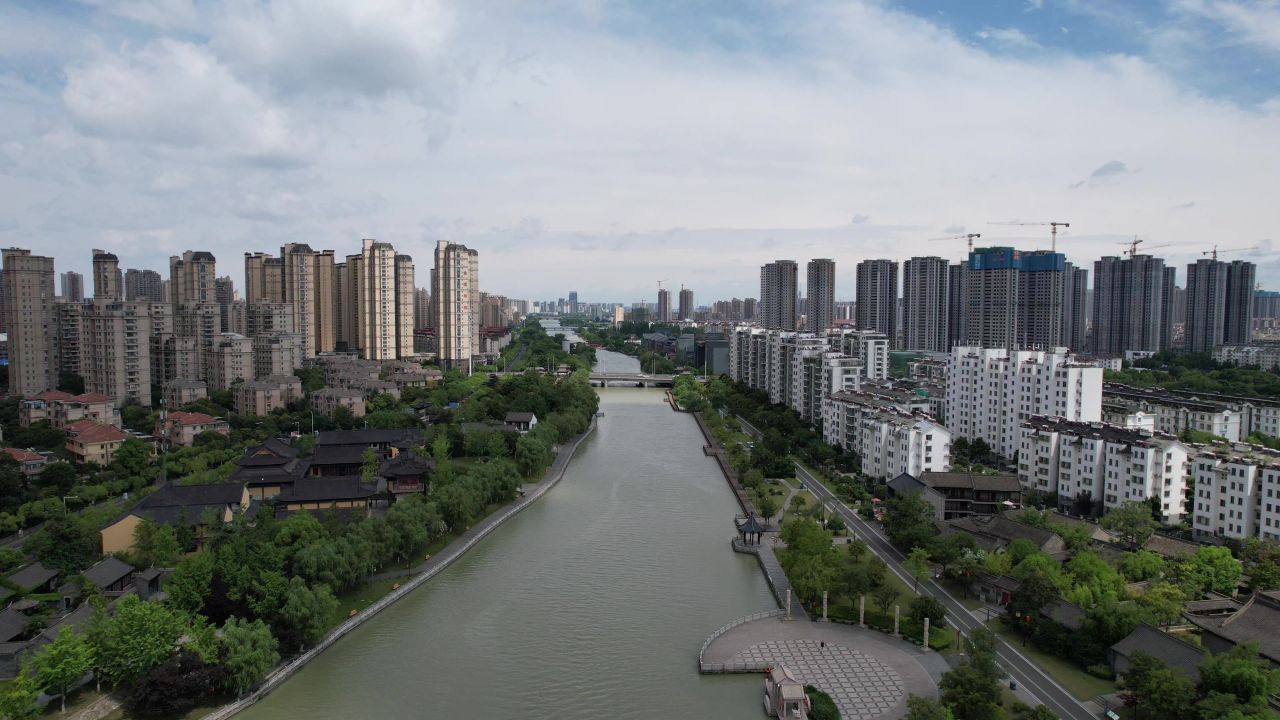 江苏宿迁城市风光地标建筑航拍 