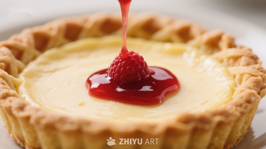 奶油挞配覆盆子酱