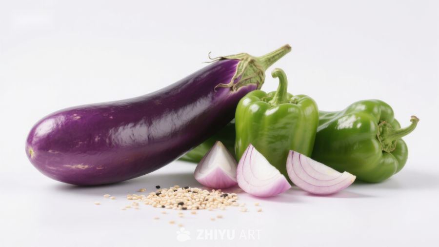 茄子青椒洋葱与香料