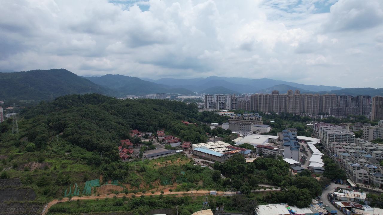 福建龙岩城市风光航拍 