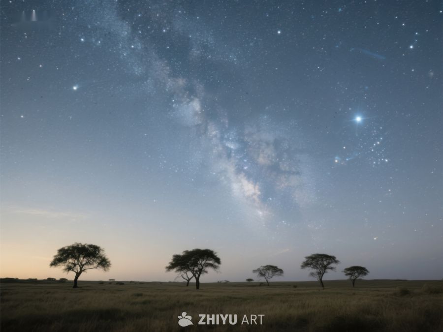 星空下的草原与孤树 162