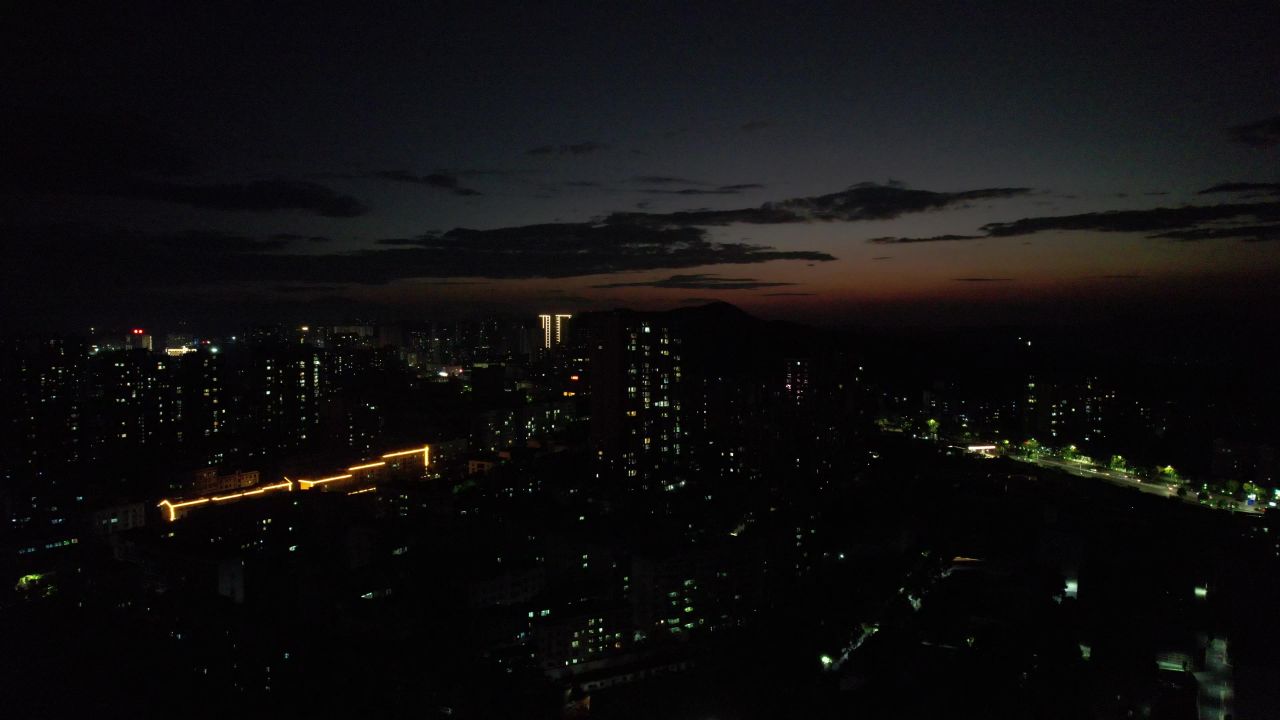 湖南郴州城市夜景灯光航拍
