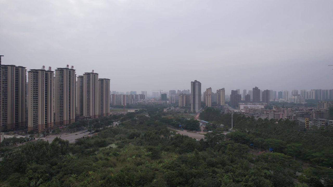 广西钦州城市高楼建筑交通航拍