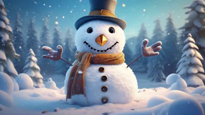冬季插画雪人堆 3