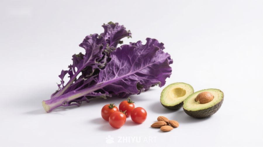 紫甘蓝樱桃番茄牛油果坚果