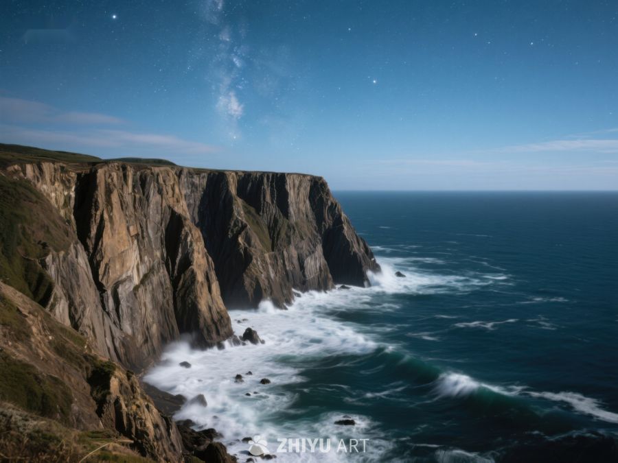 悬崖峭壁与海浪拍打的壮丽景象 226