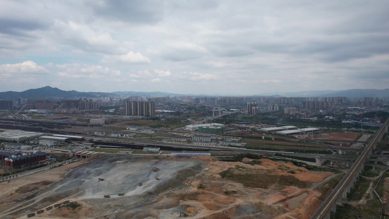 交通运输高铁高架桥交通火车站航拍 