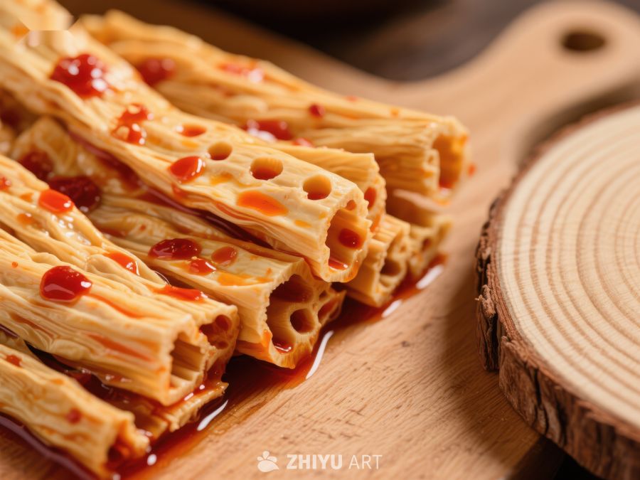 辣味酱汁淋洒的面食条 760