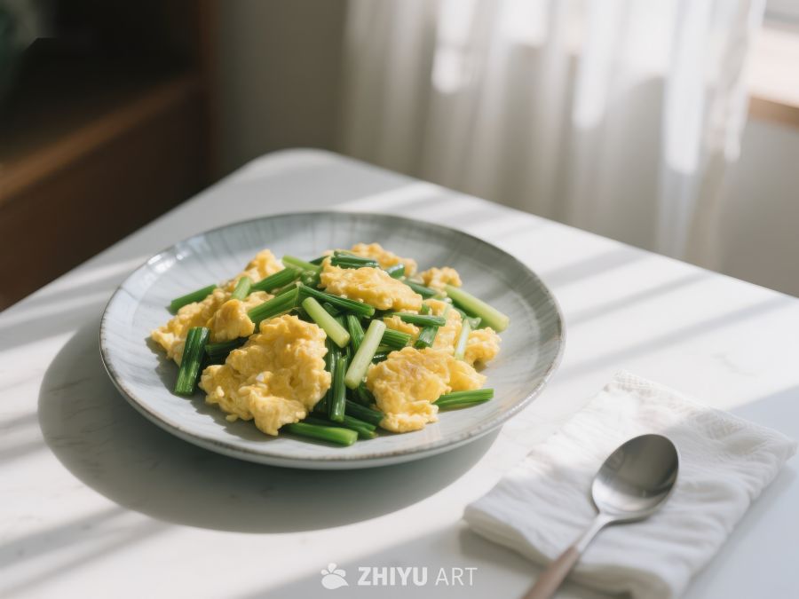 蒜薹炒鸡蛋，清新美味的家常菜 942