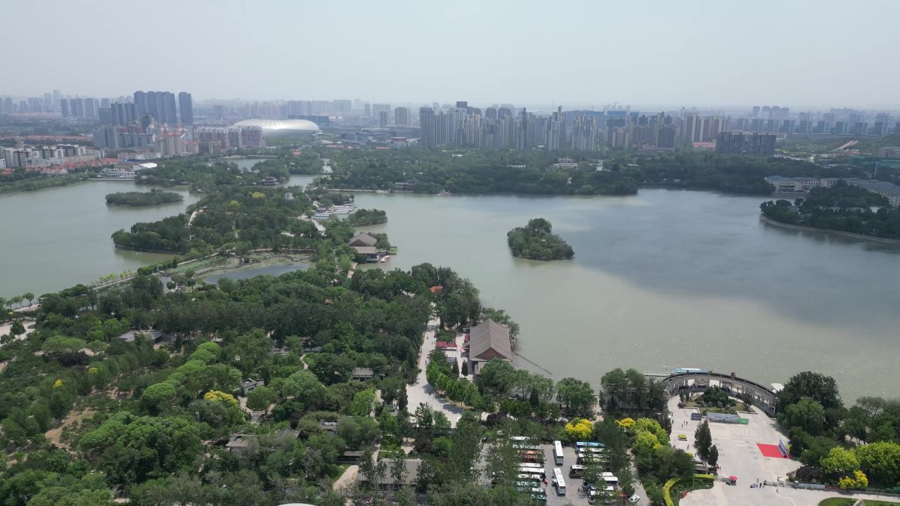 航拍天津水上公园