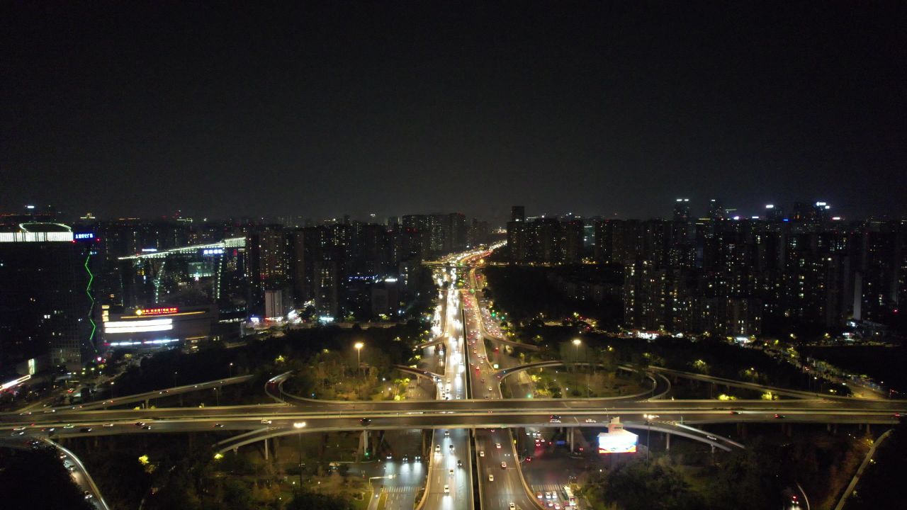 成都天府大道天府立交桥夜景