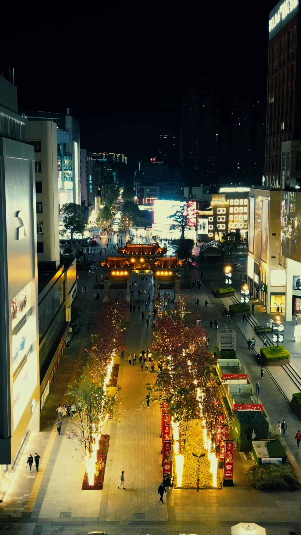 昆明碧马金鸡坊夜景竖屏航拍 
