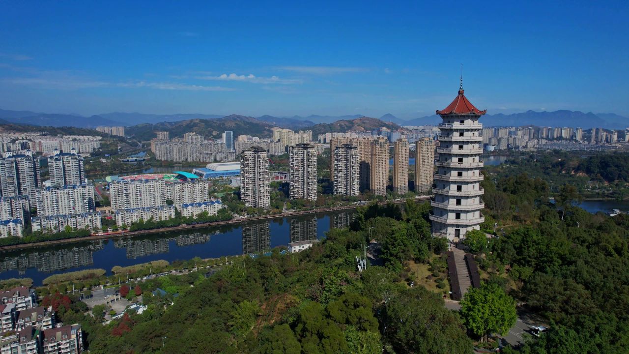 航拍宁德塔山公园景观
