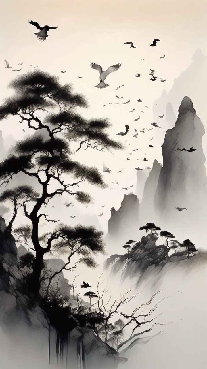 古风山水画唯美背景图 59