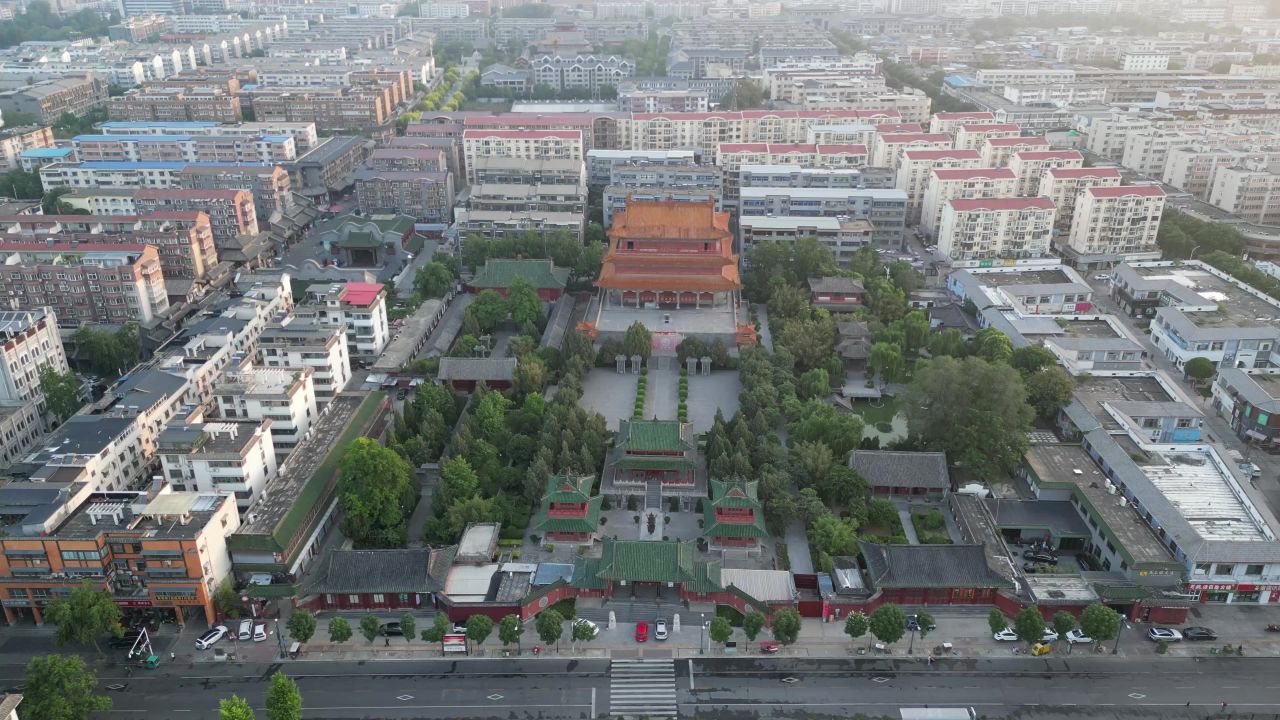 航拍许昌曹魏古城春秋楼文庙遗址
