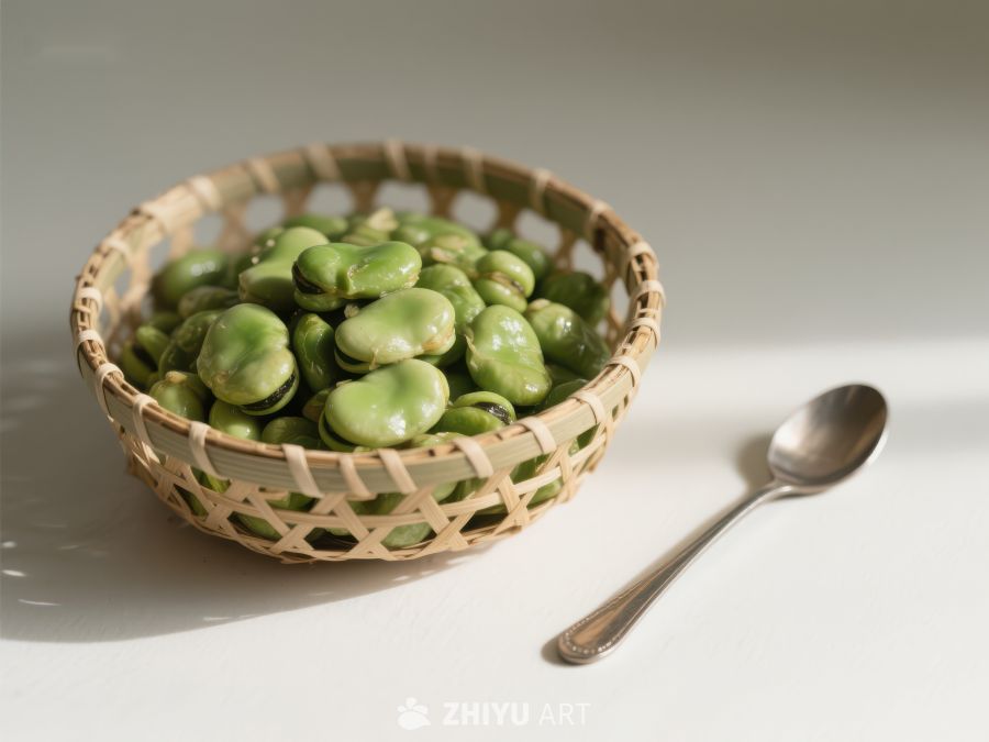 竹篮中的青豆与银勺 1175