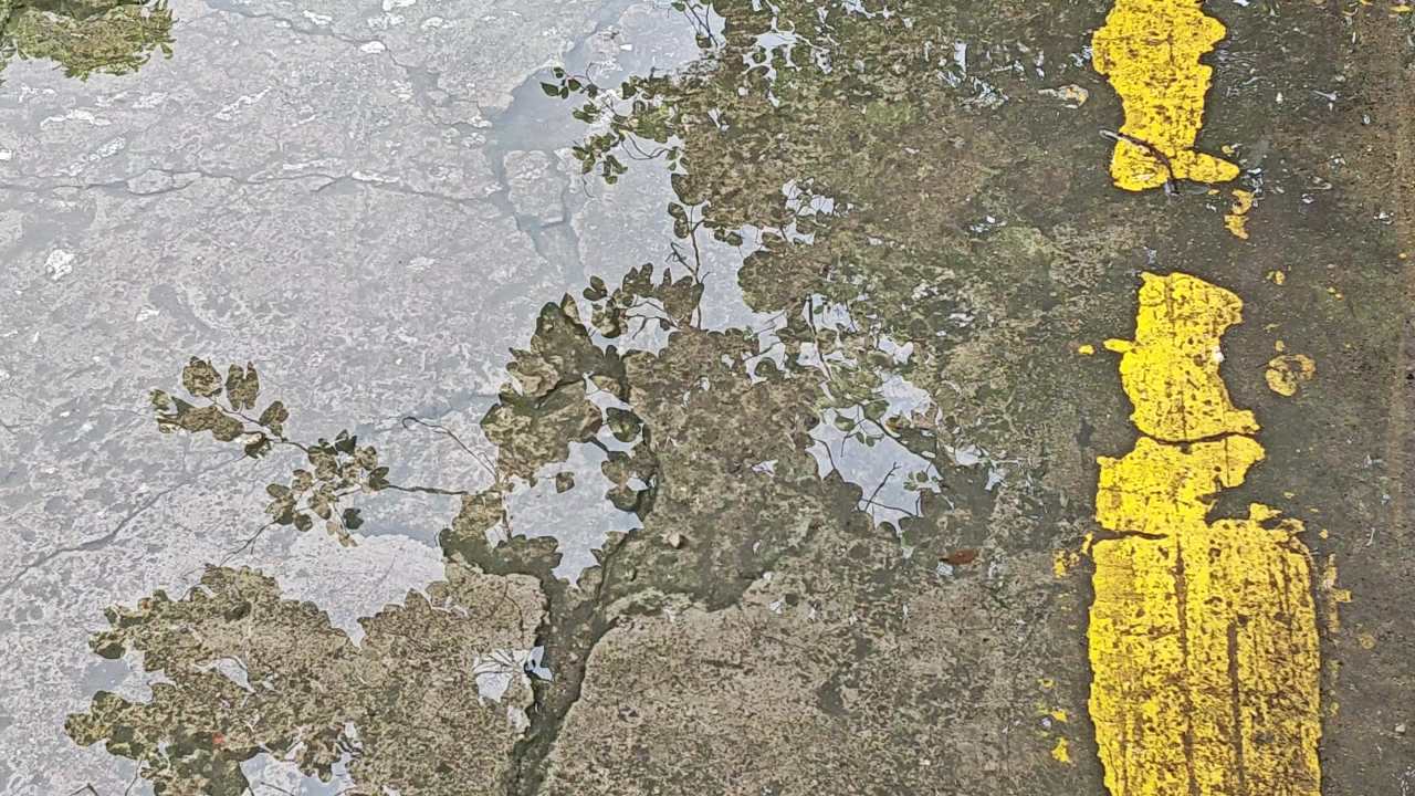 4K雨后路面积水2
