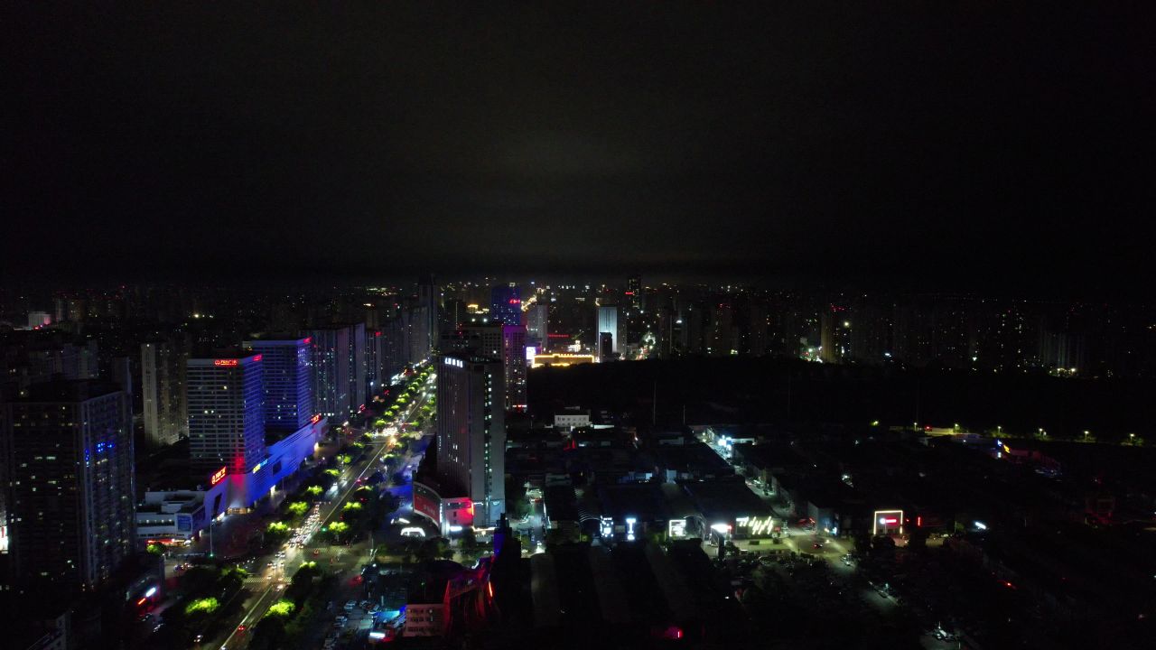 安徽蚌埠城市夜景灯光航拍  