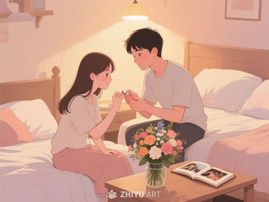 温馨室内，情侣共度美好时光 748