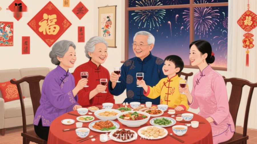 家庭共庆春节，共享团圆饭 449