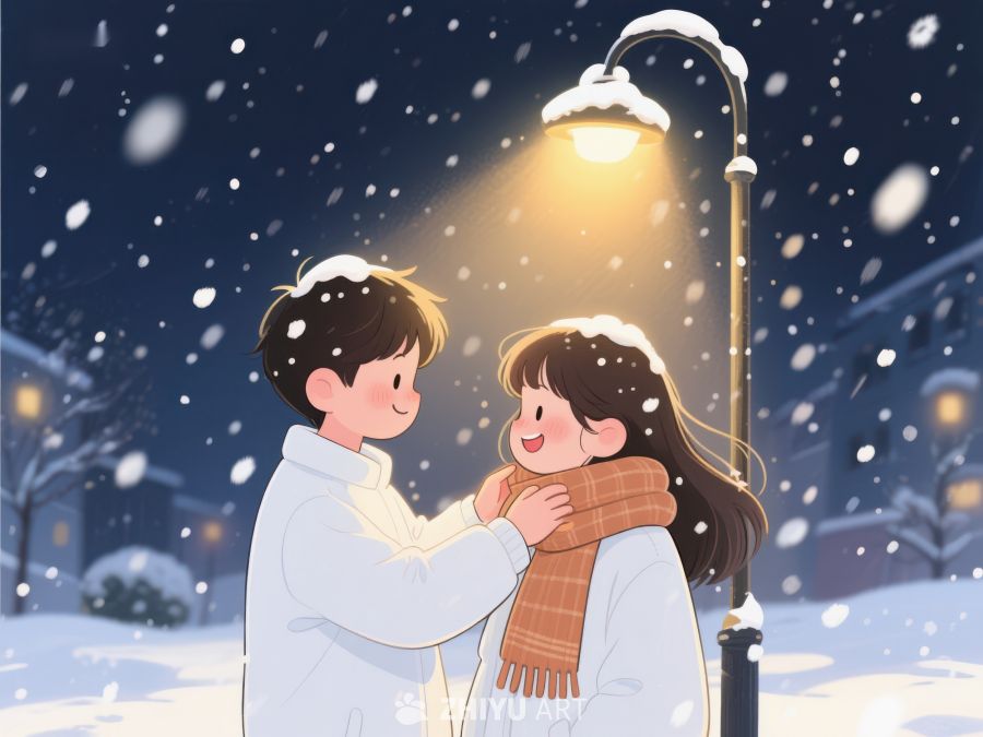 冬夜街头温馨相拥的两人 161