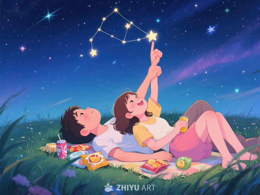 夜空下，两人共赏星座 942
