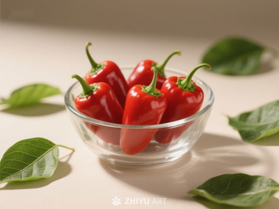 透明碗中的红色辣椒 356