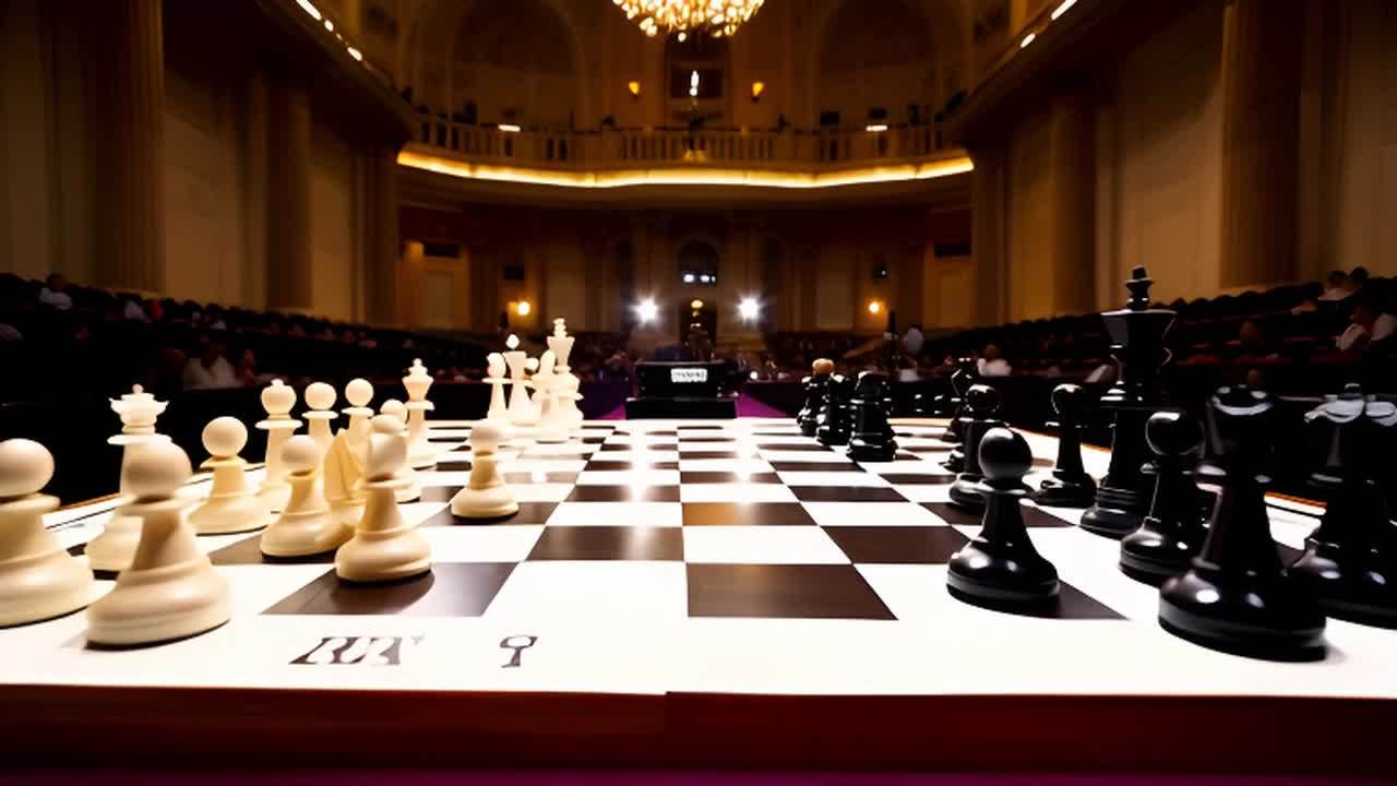 一个国际象棋棋盘位于马略卡女子国际象棋比赛的中心。