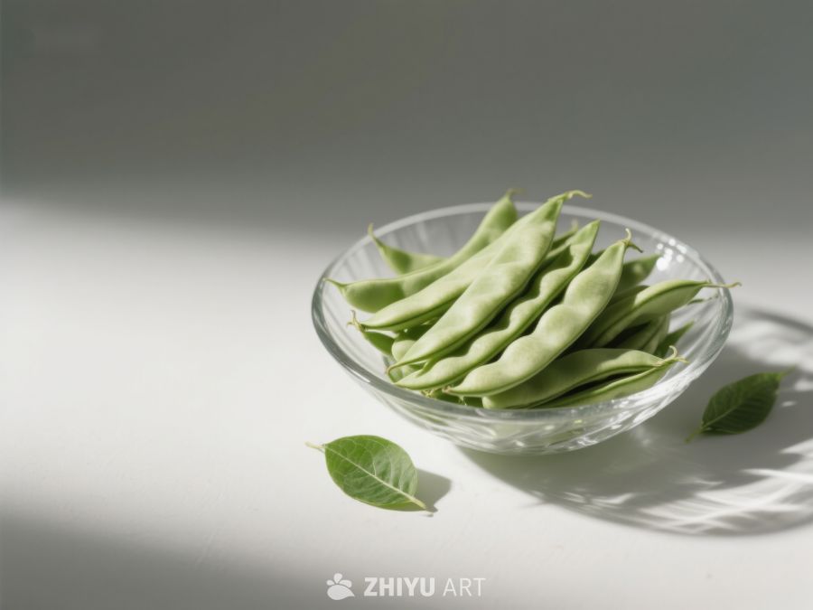 玻璃碗中的新鲜绿色豆荚 31