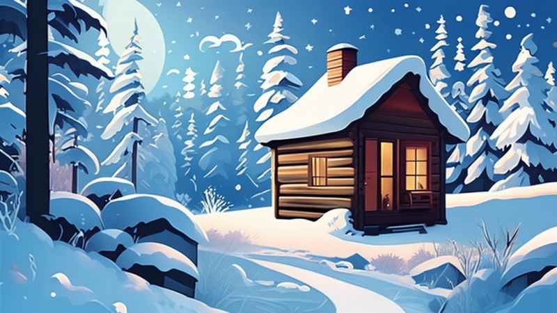 雪景唯美插画小屋 44
